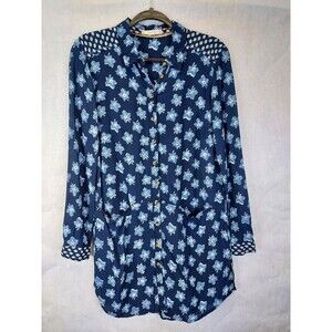 White Stuff Danika Shirt Tunic Women's 6 Navy Floral Longline Preppy Designer